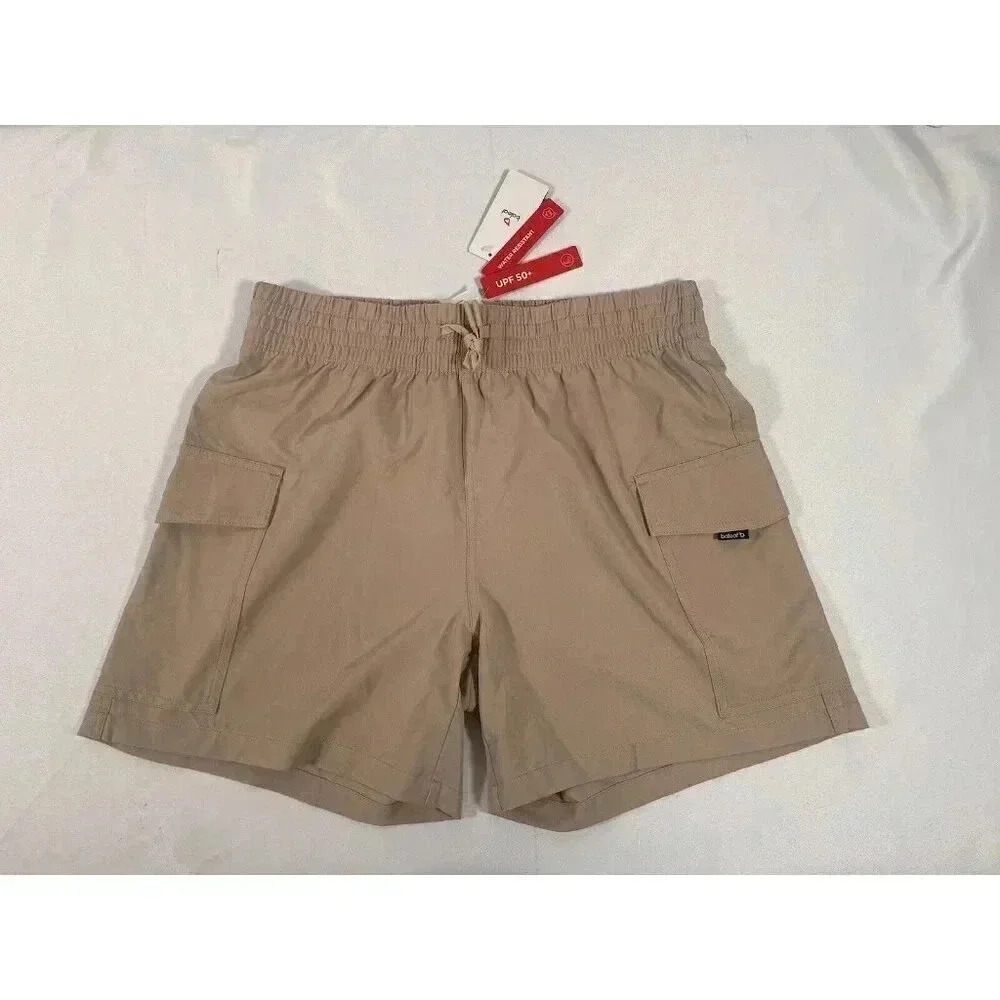 Baleaf Womens Beige Stretch Exercise Sport 5" Inseam Drawstring Shorts Size L